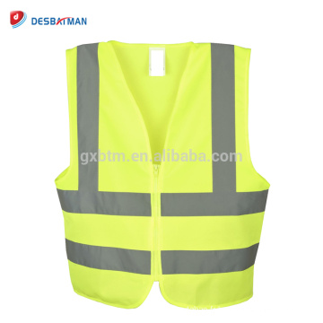 Custom Size And Logo High Visibility Safety Vest ANSI/ ISEA Standard Neon Yellow Reflective Work Waistcoat With Zipper